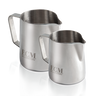 ECM milk pitcher for steaming and frothing milk on a coffee machine. 
