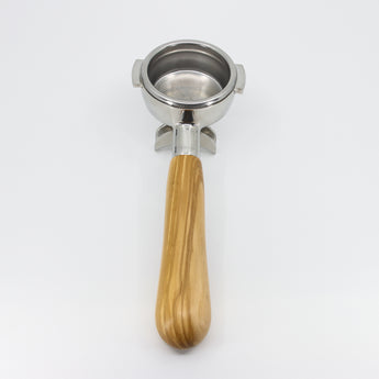 Double spout 58mm portafilter with timber handle kit and 21g basket